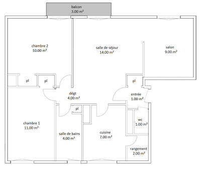 Appartement - 63 m² - 4 pièces
