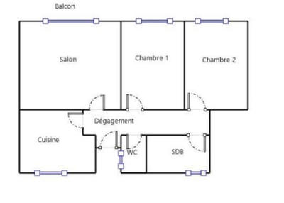 Appartement - 56 m² - 3 pièces