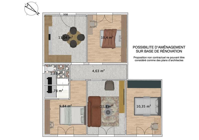 Appartement - 62 m² - 3 pièces