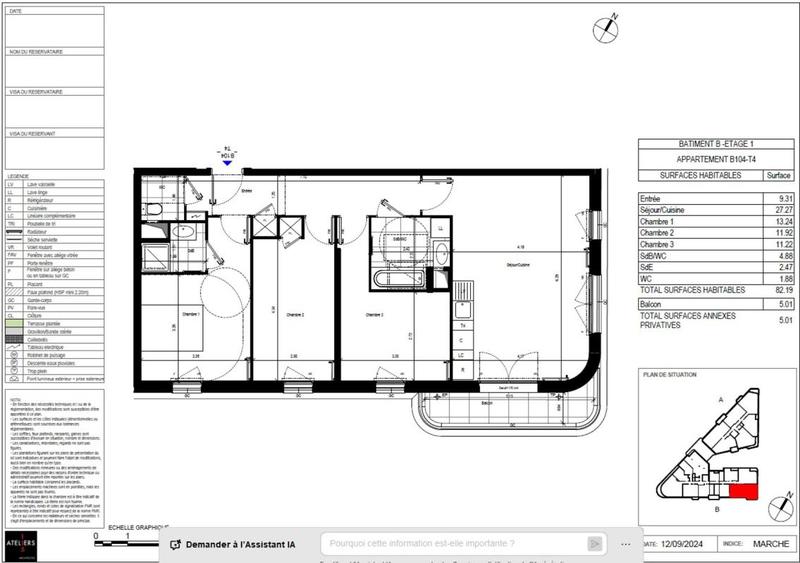Appartement - 84 m² - 4 pièces