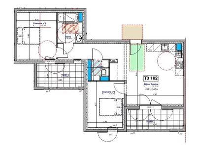 Appartement - 62 m² - 3 pièces