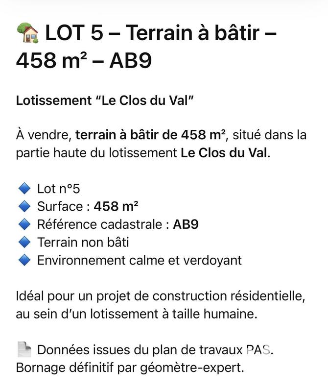Terrain - 458 m²
