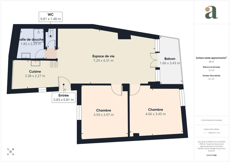 Appartement - 68 m² - 3 pièces