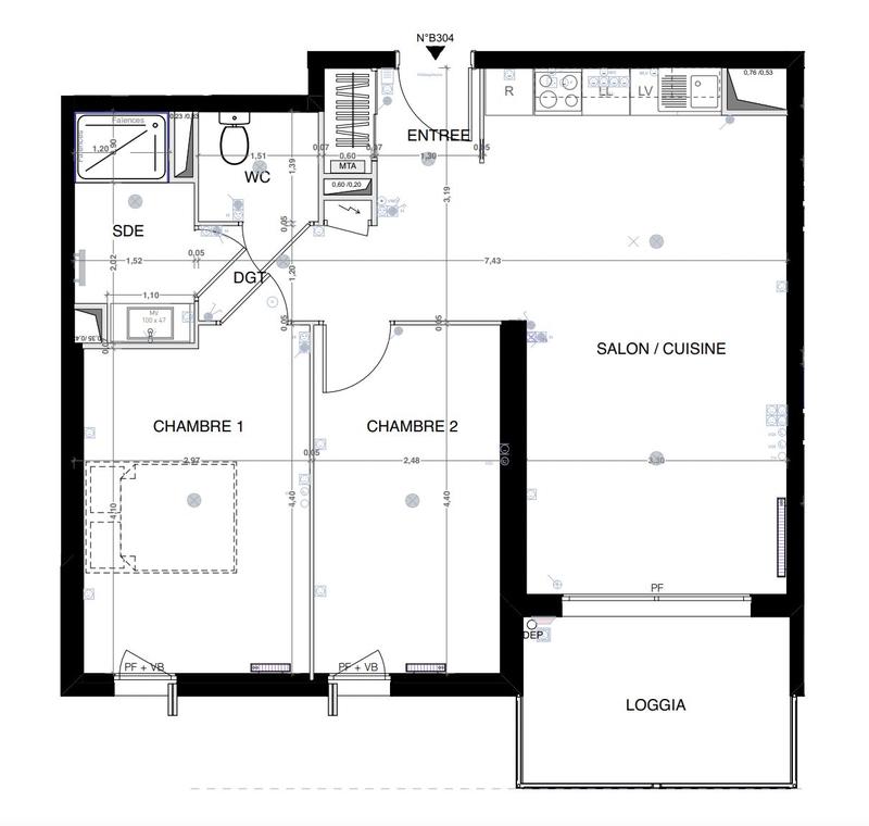 Appartement - 60 m² - 3 pièces