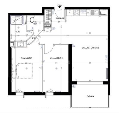 Appartement - 60 m² - 3 pièces