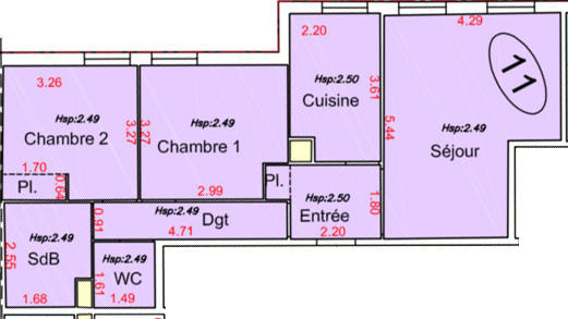 Appartement - 66 m² - 3 pièces