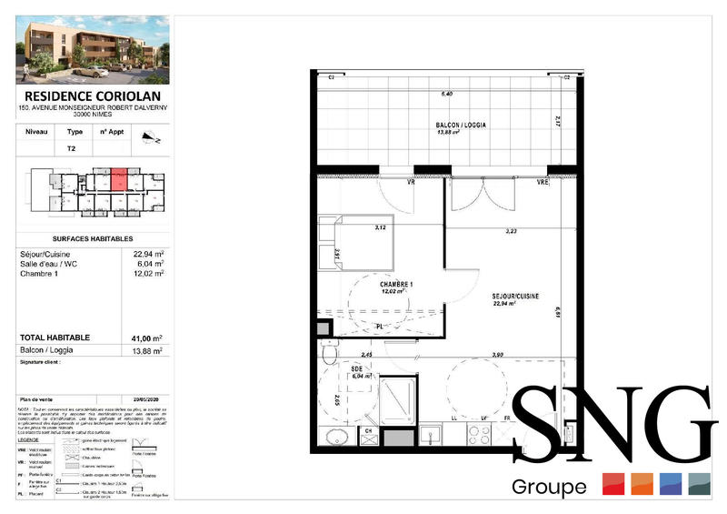Appartement - 41 m² - 2 pièces