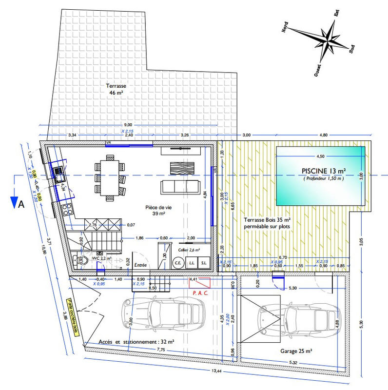 Maison - 90 m² - 4 pièces