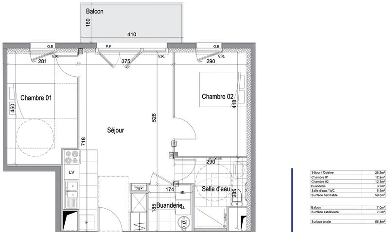 Appartement - 62 m² - 3 pièces