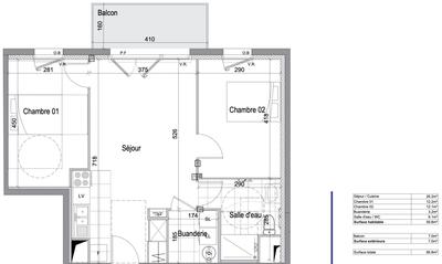 Appartement - 62 m² - 3 pièces