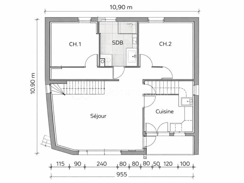 Maison - 113 m² - 3 pièces