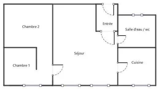 Appartement - 58 m² - 2 pièces