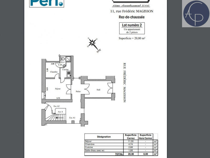 Appartement - 21 m² - 1 pièce