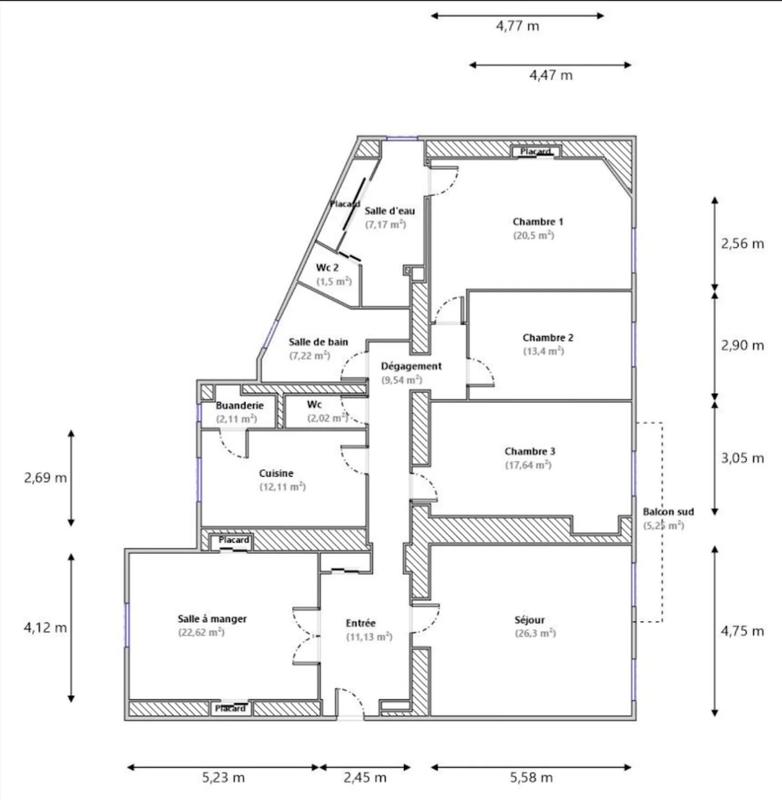 Appartement - 153 m² - 5 pièces