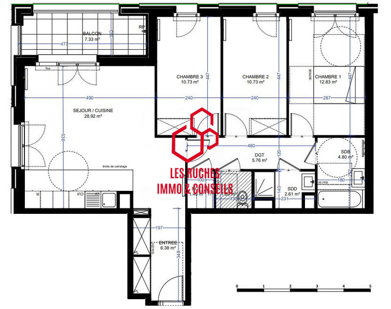 Appartement - 86 m² - 4 pièces