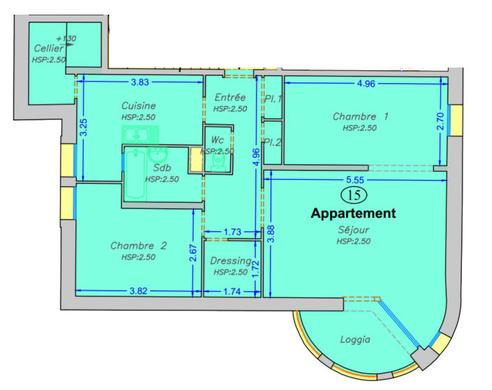 Appartement - 77 m² - 3 pièces