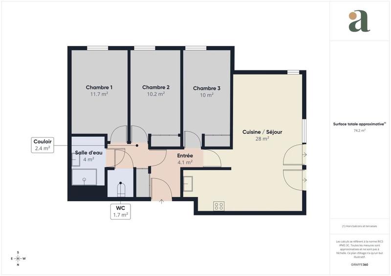 Appartement ancien - 75 m² - 4 pièces