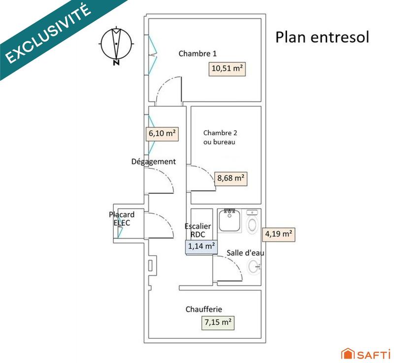 Maison de ville - 65 m² - 3 pièces