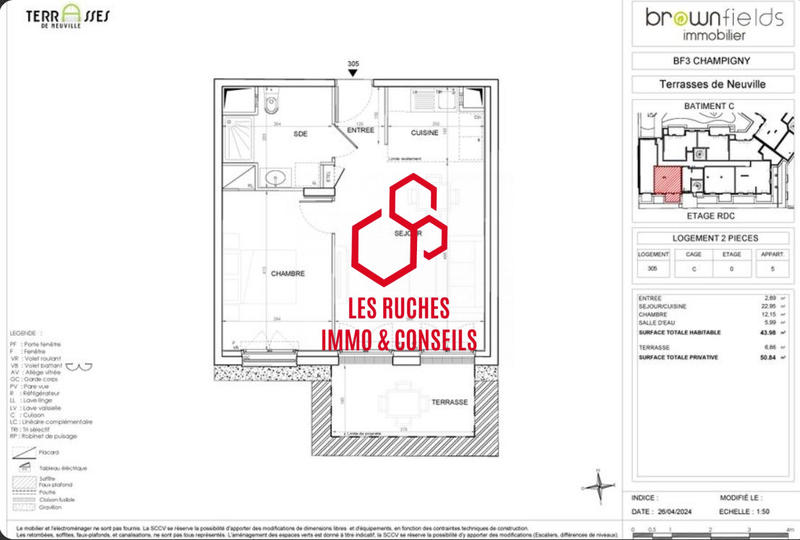 Appartement - 44 m² - 2 pièces