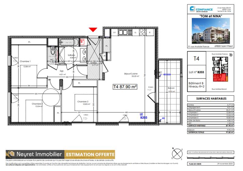 Appartement - 61 m² - 3 pièces