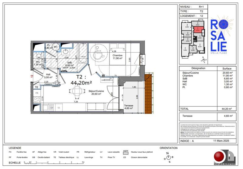 Appartement - 44 m² - 2 pièces