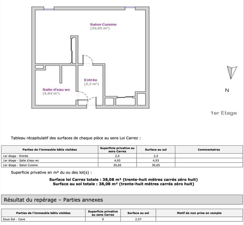 Appartement - 38 m² - 1 pièce