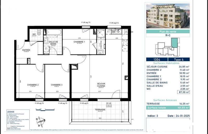 Appartement - 87 m² - 4 pièces