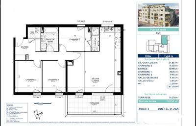 Appartement - 87 m² - 4 pièces