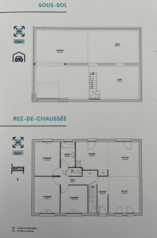 Maison - 95 m² - 5 pièces