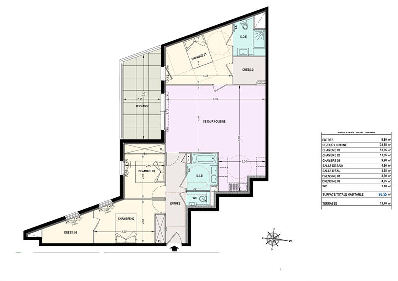 Appartement - 95 m² - 4 pièces