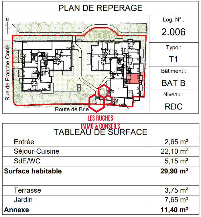 Appartement - 30 m² - 1 pièce