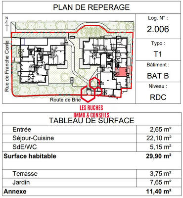 Appartement - 30 m² - 1 pièce