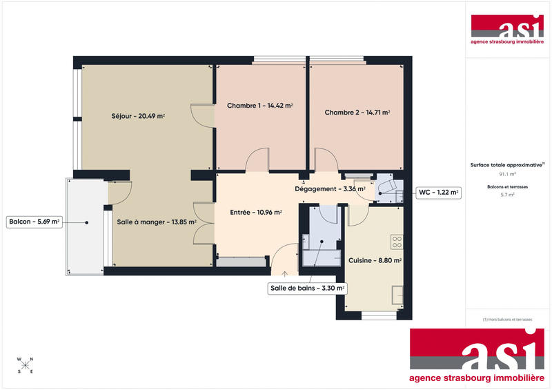 Appartement - 91 m² - 4 pièces
