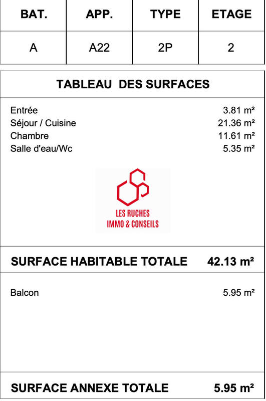 Appartement - 42 m² - 2 pièces