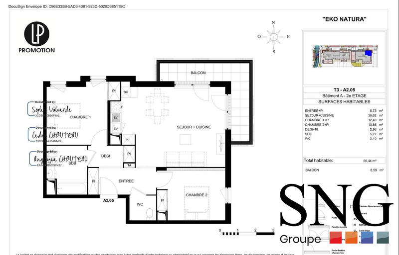 Appartement - 61 m² - 3 pièces