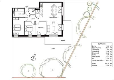 Appartement - 86 m² - 4 pièces
