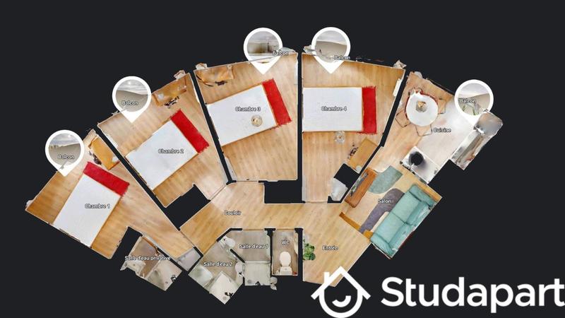 Chambre - 11 m² - 1 pièce