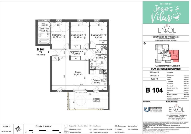 Appartement - 88 m² - 4 pièces