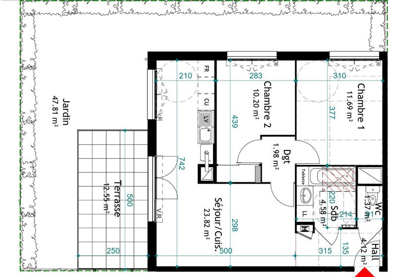Appartement - 58 m² - 3 pièces