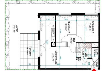 Appartement - 58 m² - 3 pièces