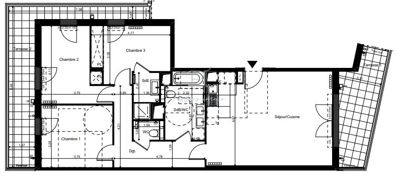 Appartement - 89 m² - 4 pièces