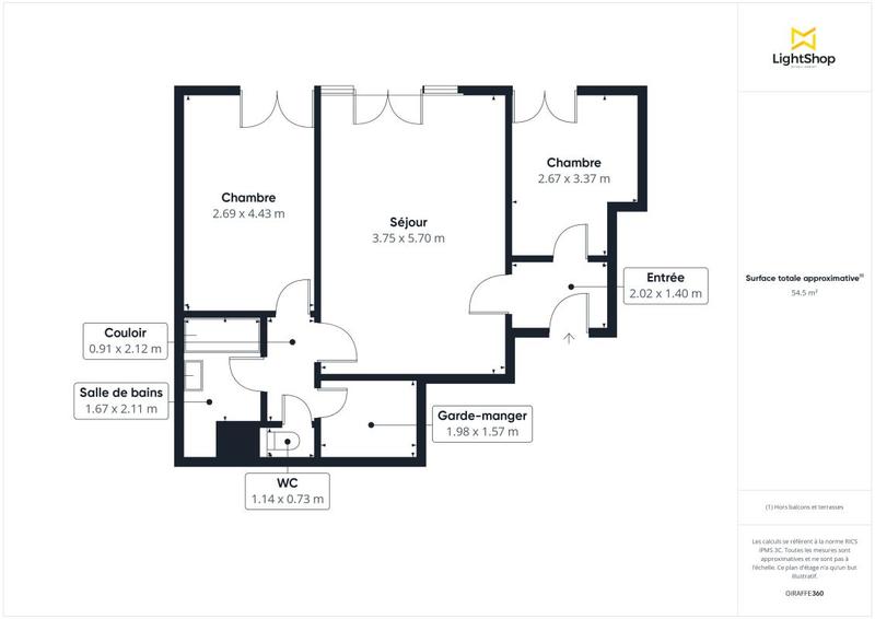 Appartement - 55 m² - 2 pièces