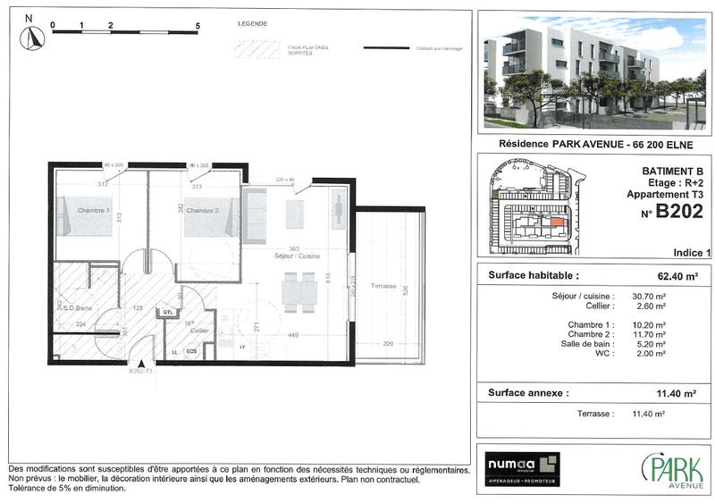 Appartement - 62 m² - 3 pièces
