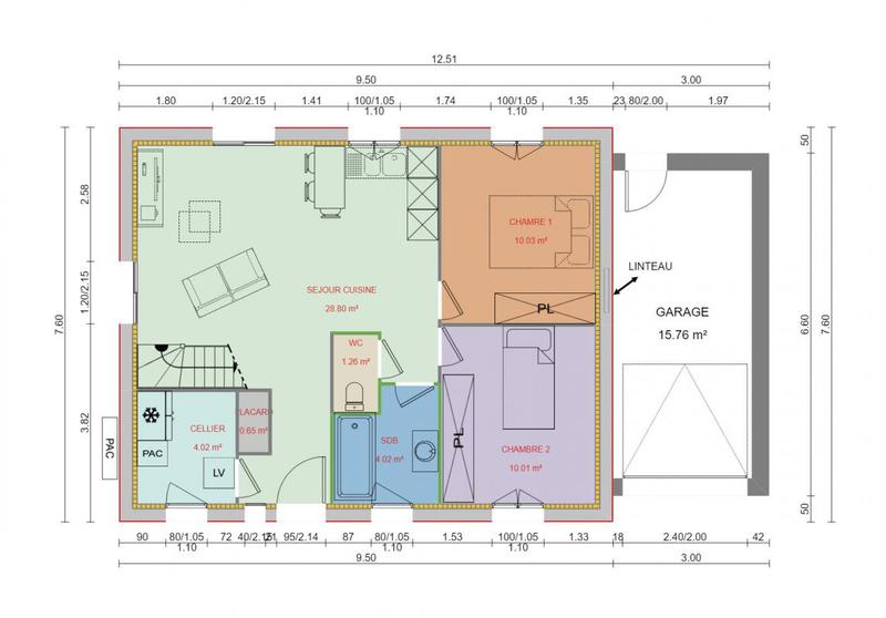 Maison - 59 m² - 3 pièces