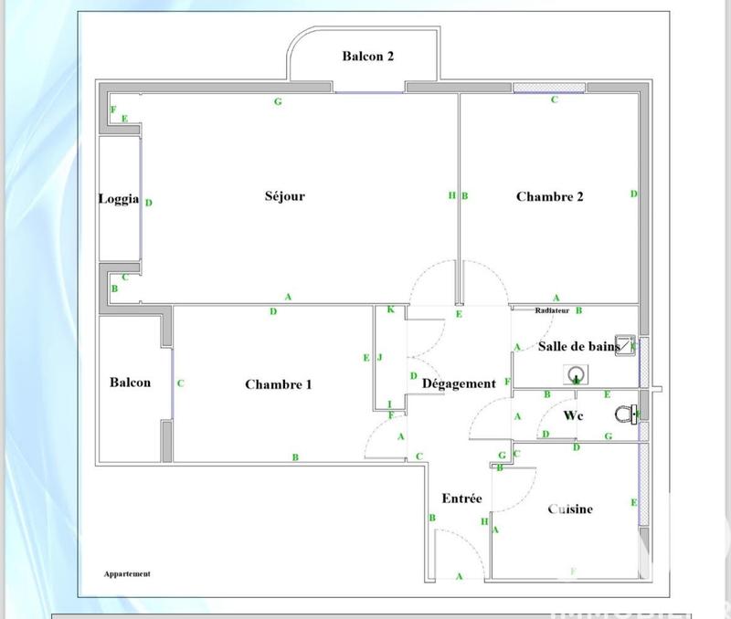 Appartement - 75 m² - 3 pièces
