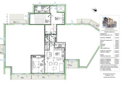 Appartement - 65 m² - 2 pièces