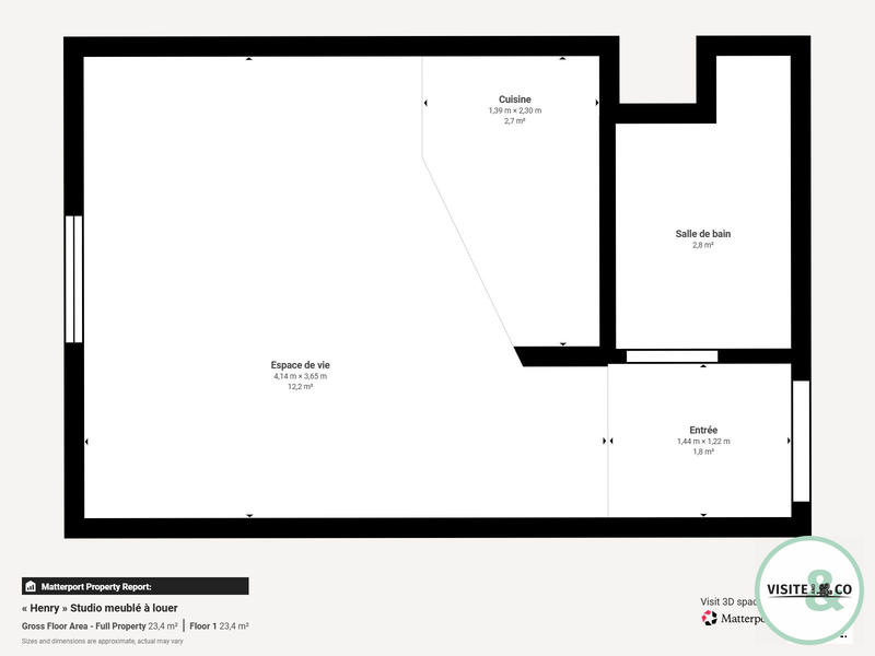 Appartement - 19 m² - 1 pièce