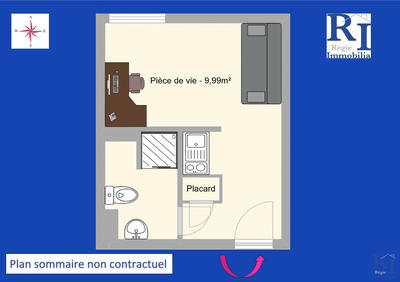 Appartement - 17 m² - 1 pièce