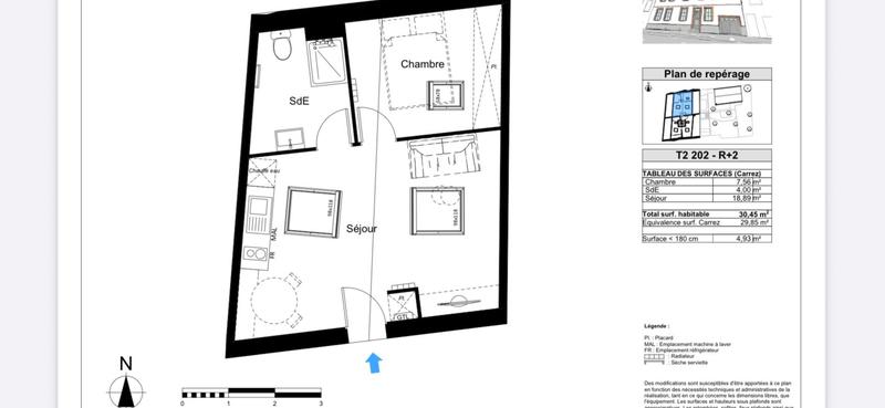 Appartement - 29 m² - 2 pièces