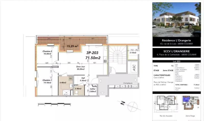 Appartement - 72 m² - 3 pièces